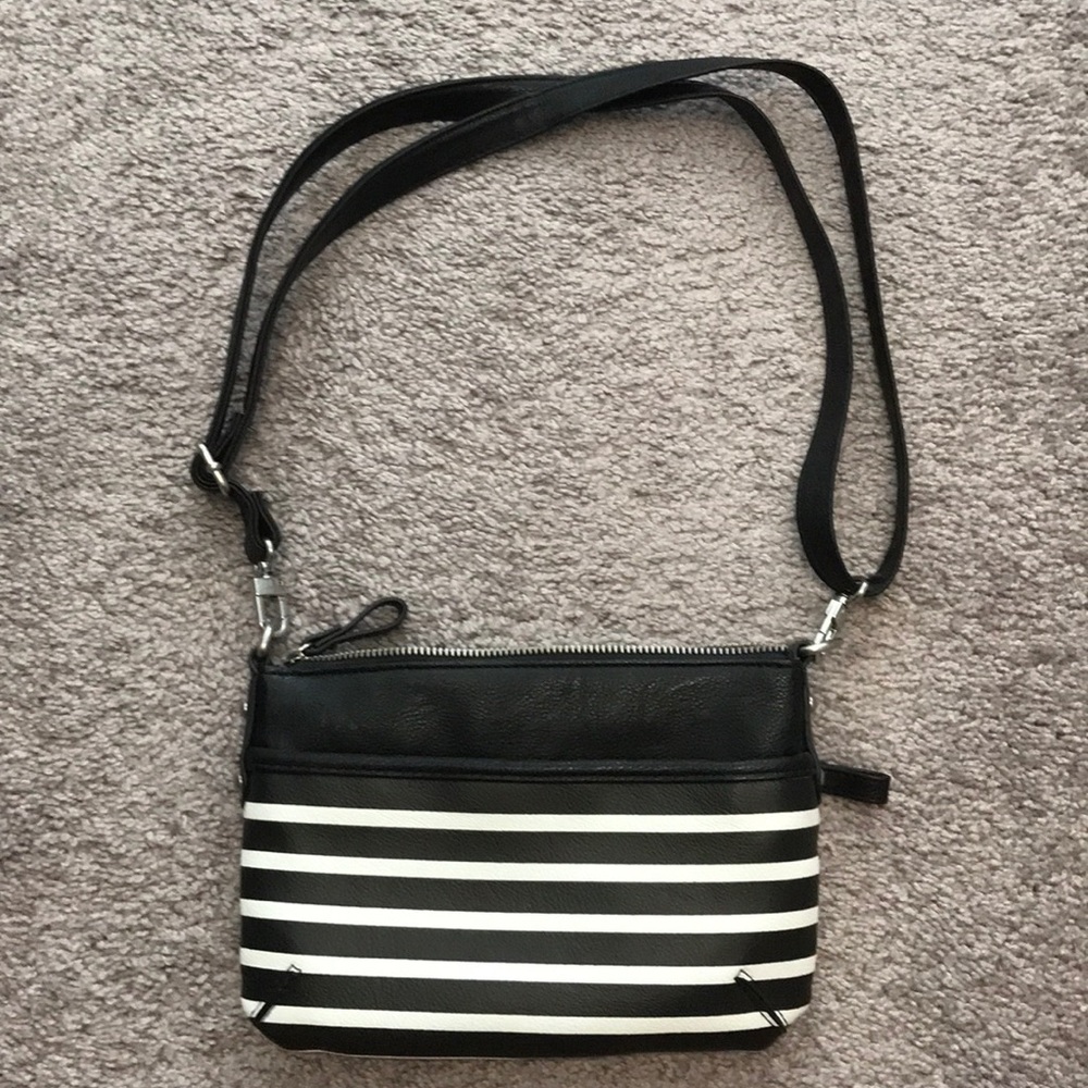 Black and white striped purse